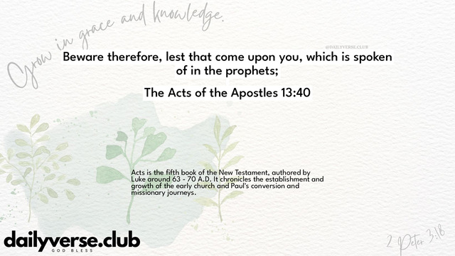 Bible Verse Wallpaper 13:40 from The Acts of the Apostles