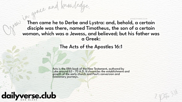 Bible Verse Wallpaper 16:1 from The Acts of the Apostles