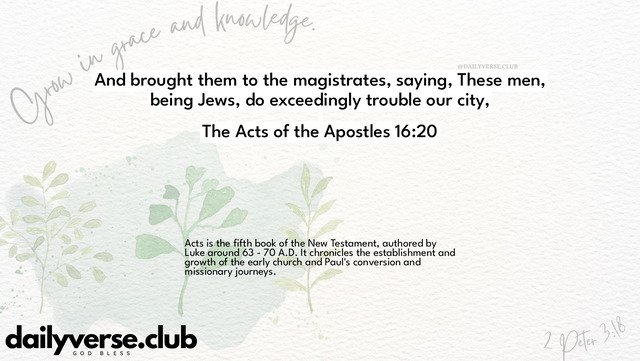 Bible Verse Wallpaper 16:20 from The Acts of the Apostles