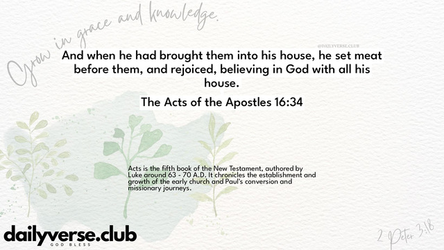 Bible Verse Wallpaper 16:34 from The Acts of the Apostles