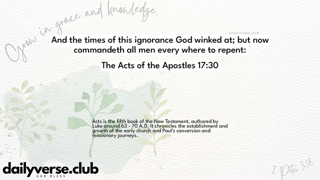Bible Verse Wallpaper 17:30 from The Acts of the Apostles