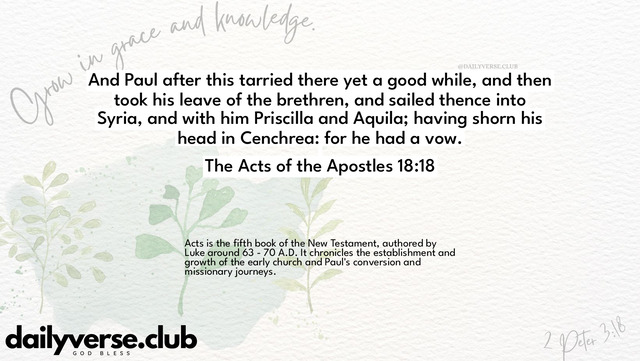Bible Verse Wallpaper 18:18 from The Acts of the Apostles