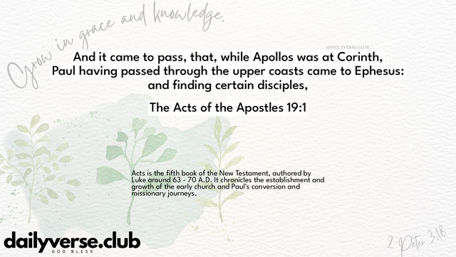 Bible Verse Wallpaper 19:1 from The Acts of the Apostles