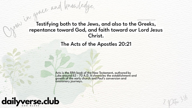 Bible Verse Wallpaper 20:21 from The Acts of the Apostles