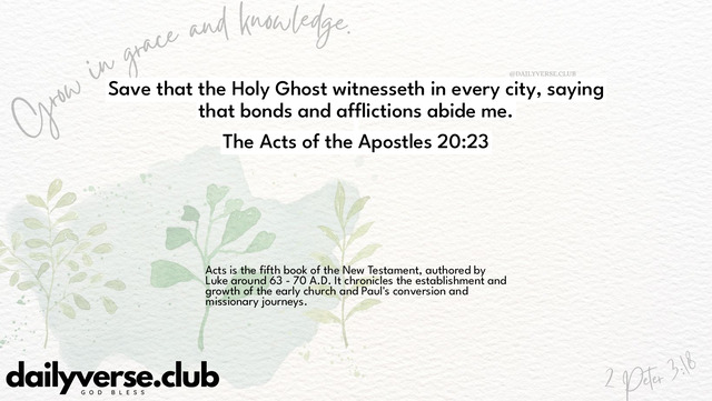 Bible Verse Wallpaper 20:23 from The Acts of the Apostles