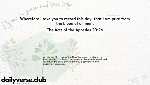 Bible Verse Wallpaper 20:26 from The Acts of the Apostles