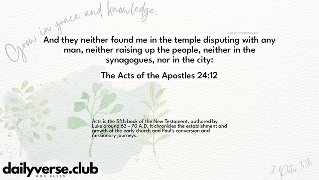 Bible Verse Wallpaper 24:12 from The Acts of the Apostles