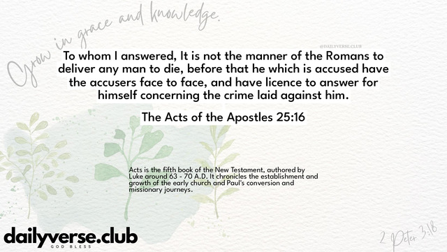 Bible Verse Wallpaper 25:16 from The Acts of the Apostles