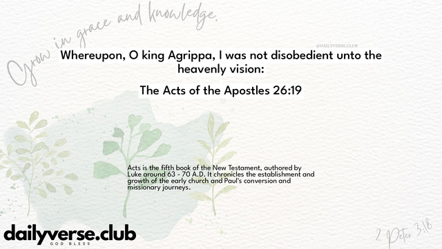 Bible Verse Wallpaper 26:19 from The Acts of the Apostles
