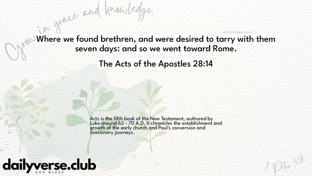 Bible Verse Wallpaper 28:14 from The Acts of the Apostles