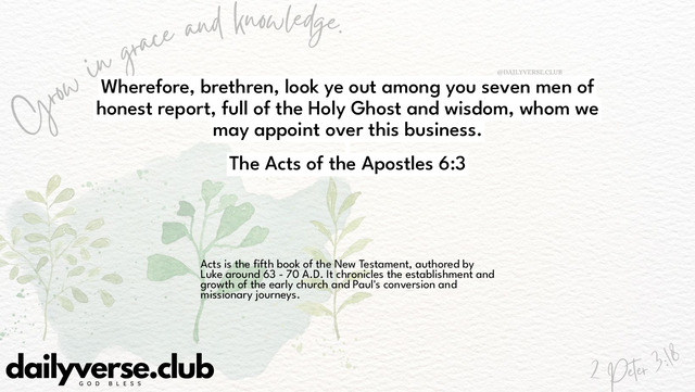 Bible Verse Wallpaper 6:3 from The Acts of the Apostles