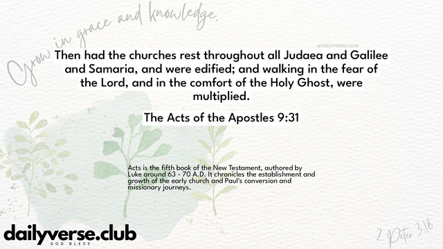 Bible Verse Wallpaper 9:31 from The Acts of the Apostles