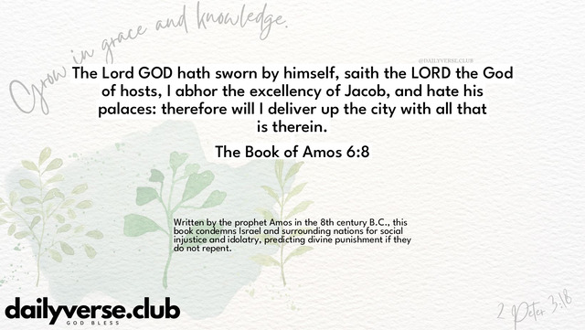Bible Verse Wallpaper 6:8 from The Book of Amos
