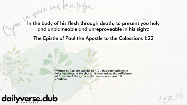 Bible Verse Wallpaper 1:22 from The Epistle of Paul the Apostle to the Colossians