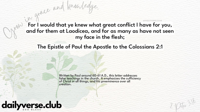 Bible Verse Wallpaper 2:1 from The Epistle of Paul the Apostle to the Colossians