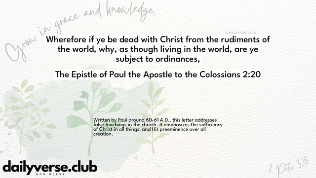 Bible Verse Wallpaper 2:20 from The Epistle of Paul the Apostle to the Colossians