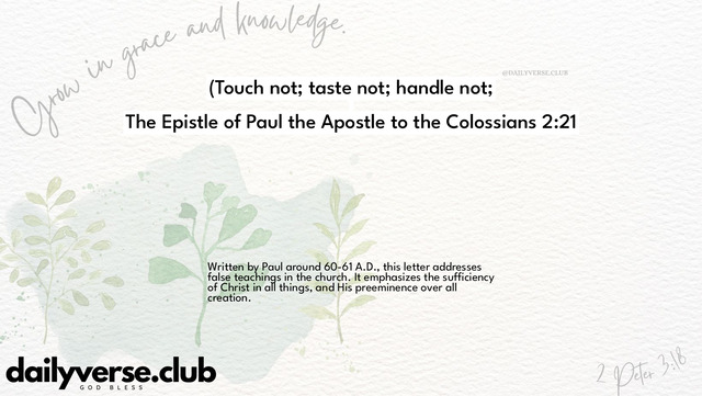 Bible Verse Wallpaper 2:21 from The Epistle of Paul the Apostle to the Colossians