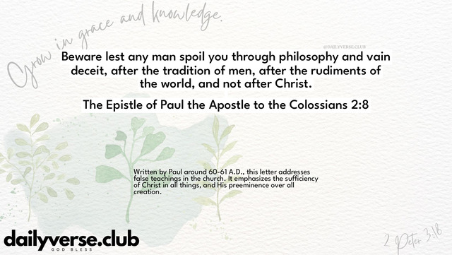 Bible Verse Wallpaper 2:8 from The Epistle of Paul the Apostle to the Colossians