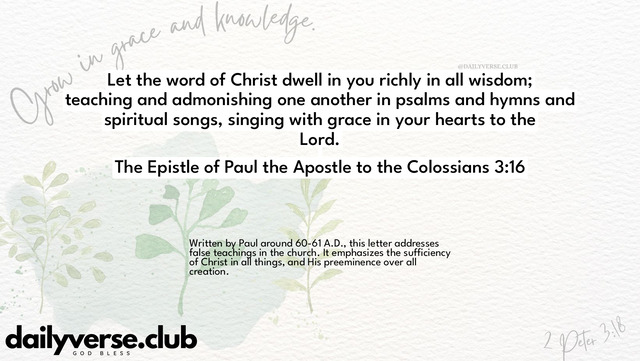 Bible Verse Wallpaper 3:16 from The Epistle of Paul the Apostle to the Colossians
