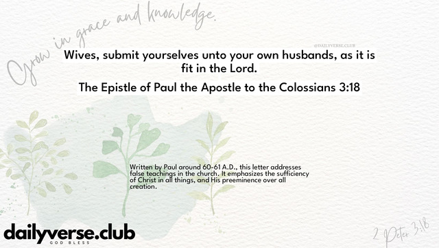 Bible Verse Wallpaper 3:18 from The Epistle of Paul the Apostle to the Colossians