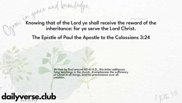 Bible Verse Wallpaper 3:24 from The Epistle of Paul the Apostle to the Colossians