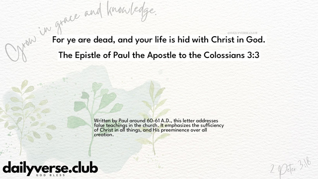 Bible Verse Wallpaper 3:3 from The Epistle of Paul the Apostle to the Colossians