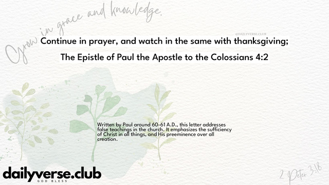 Bible Verse Wallpaper 4:2 from The Epistle of Paul the Apostle to the Colossians