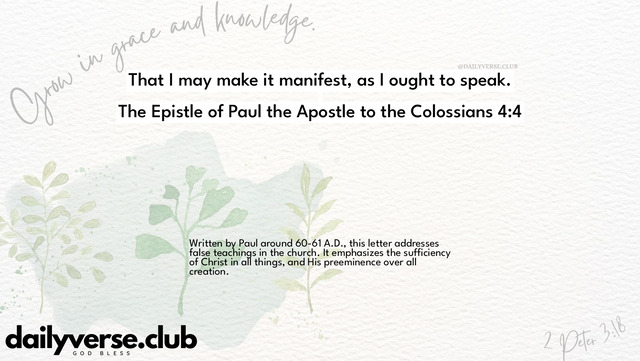 Bible Verse Wallpaper 4:4 from The Epistle of Paul the Apostle to the Colossians