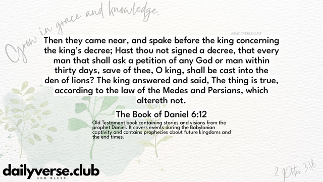 Bible Verse Wallpaper 6:12 from The Book of Daniel