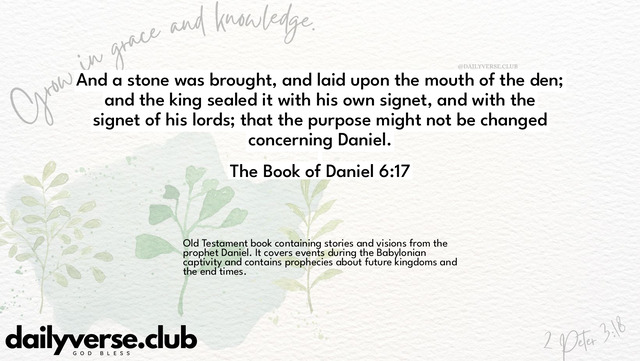 Bible Verse Wallpaper 6:17 from The Book of Daniel