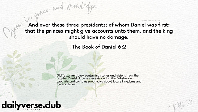 Bible Verse Wallpaper 6:2 from The Book of Daniel