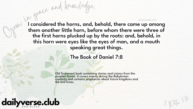 Bible Verse Wallpaper 7:8 from The Book of Daniel