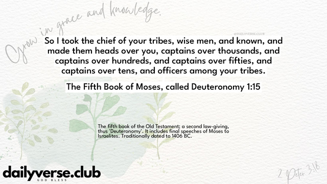 Bible Verse Wallpaper 1:15 from The Fifth Book of Moses, called Deuteronomy