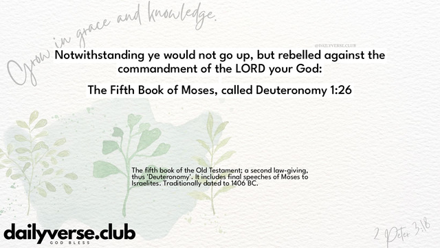 Bible Verse Wallpaper 1:26 from The Fifth Book of Moses, called Deuteronomy