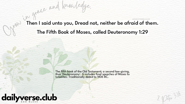 Bible Verse Wallpaper 1:29 from The Fifth Book of Moses, called Deuteronomy