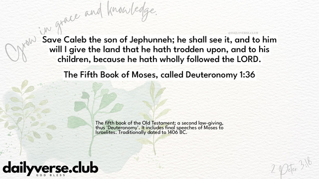Bible Verse Wallpaper 1:36 from The Fifth Book of Moses, called Deuteronomy