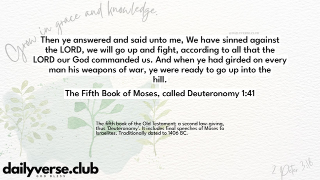 Bible Verse Wallpaper 1:41 from The Fifth Book of Moses, called Deuteronomy