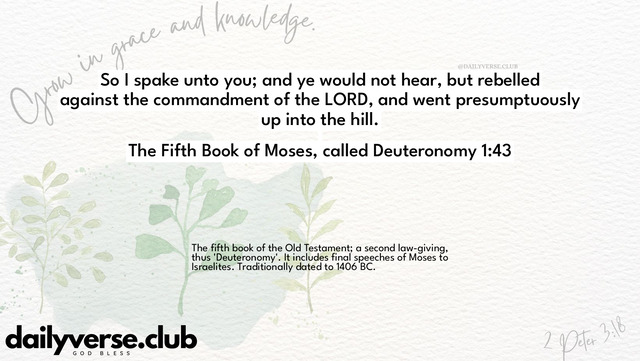 Bible Verse Wallpaper 1:43 from The Fifth Book of Moses, called Deuteronomy