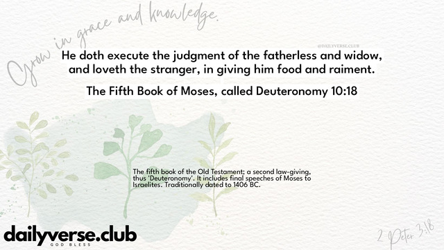 Bible Verse Wallpaper 10:18 from The Fifth Book of Moses, called Deuteronomy
