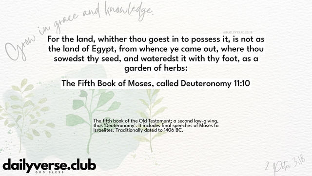 Bible Verse Wallpaper 11:10 from The Fifth Book of Moses, called Deuteronomy