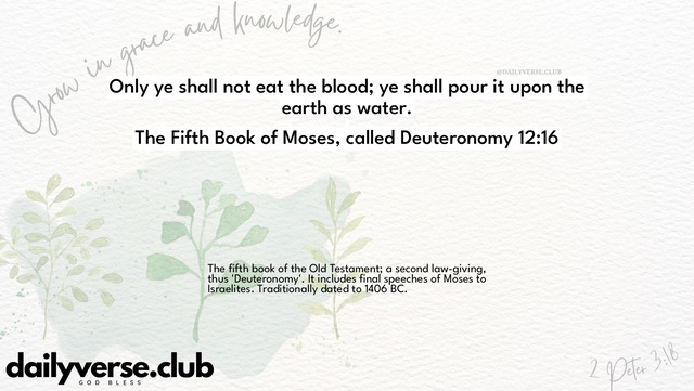 Bible Verse Wallpaper 12:16 from The Fifth Book of Moses, called Deuteronomy