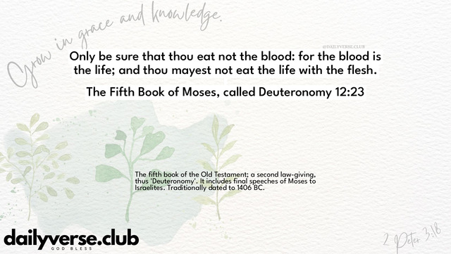 Bible Verse Wallpaper 12:23 from The Fifth Book of Moses, called Deuteronomy