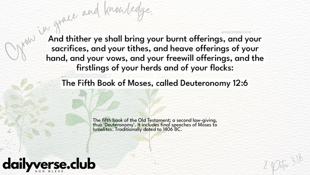 Bible Verse Wallpaper 12:6 from The Fifth Book of Moses, called Deuteronomy