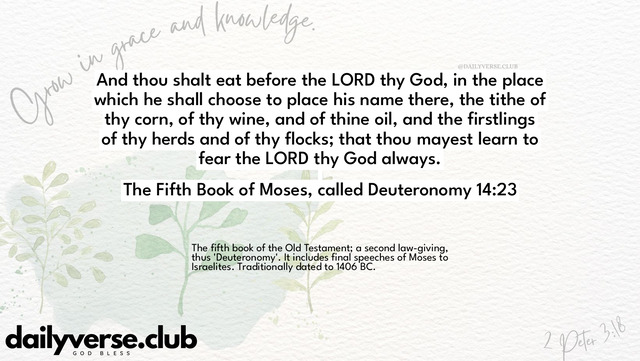 Bible Verse Wallpaper 14:23 from The Fifth Book of Moses, called Deuteronomy