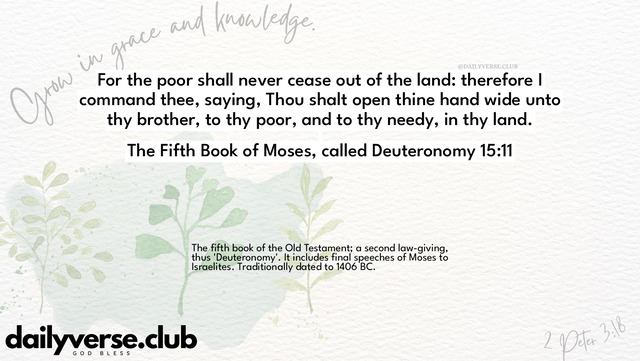 Bible Verse Wallpaper 15:11 from The Fifth Book of Moses, called Deuteronomy