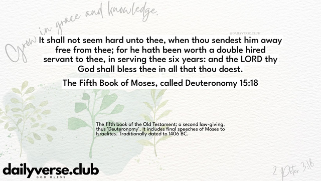 Bible Verse Wallpaper 15:18 from The Fifth Book of Moses, called Deuteronomy