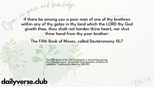 Bible Verse Wallpaper 15:7 from The Fifth Book of Moses, called Deuteronomy