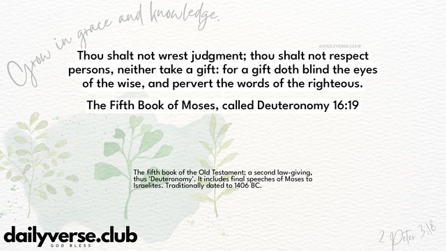 Bible Verse Wallpaper 16:19 from The Fifth Book of Moses, called Deuteronomy