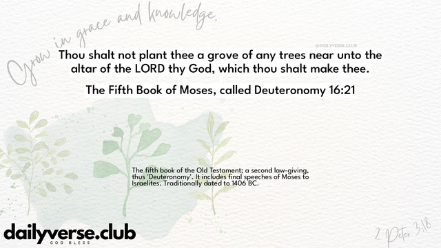 Bible Verse Wallpaper 16:21 from The Fifth Book of Moses, called Deuteronomy