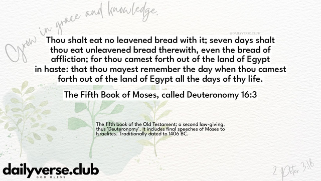 Bible Verse Wallpaper 16:3 from The Fifth Book of Moses, called Deuteronomy